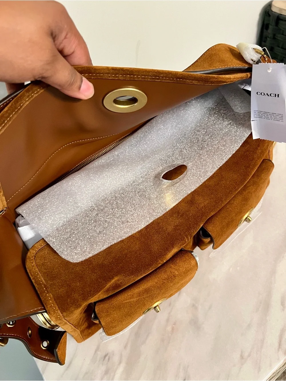 BNWT COACH BROWN SUEDE HAVERSCK